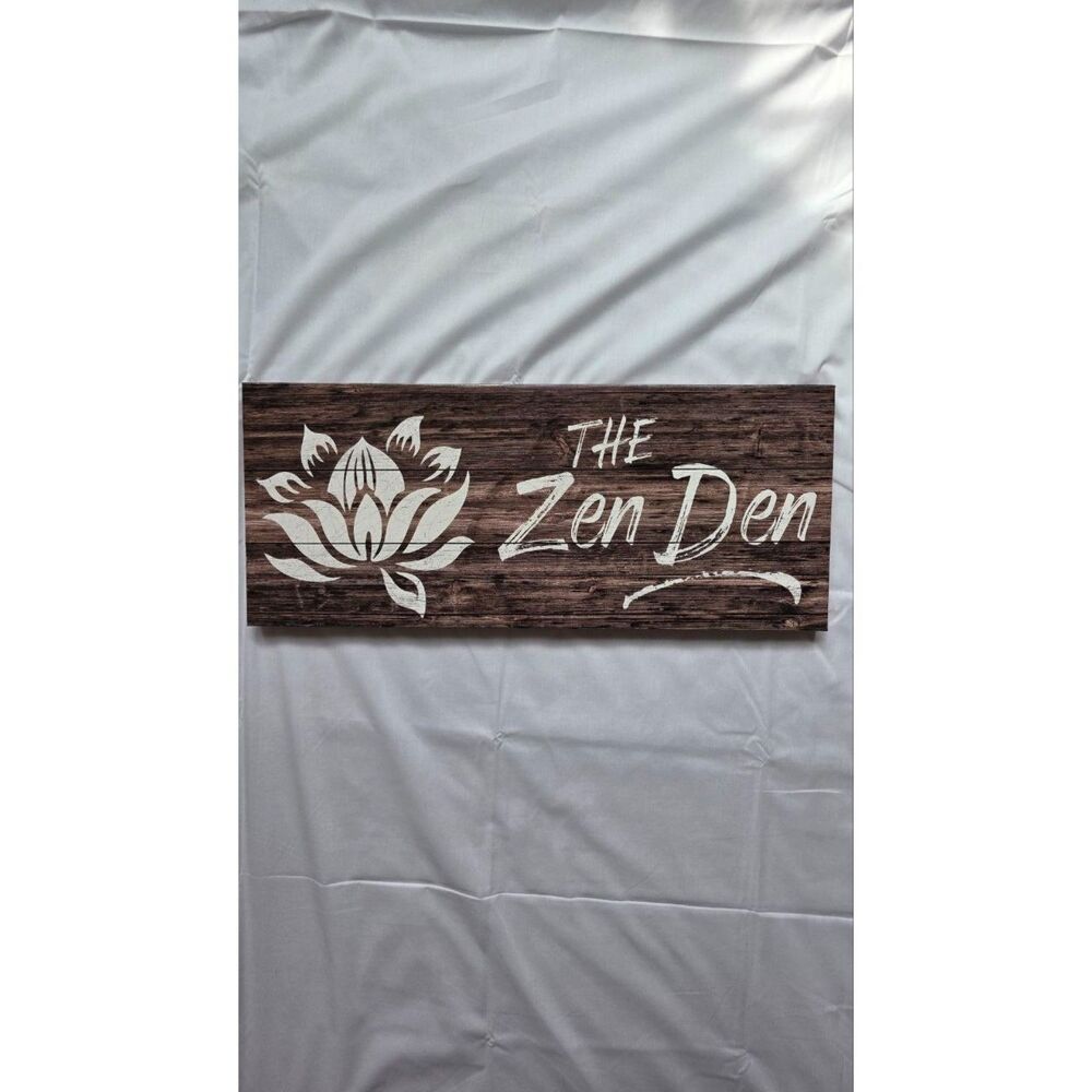 KINGO The Zen Den Lotus Canvas Wall Art 24x10 Yoga Meditation Rustic Decor